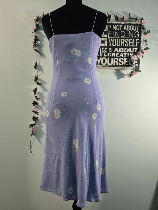 Rare Vintage 90s RALPH Ralph Lauren Lavender Floral Rayon Slip Dress Size 6 - Picture 2 of 8